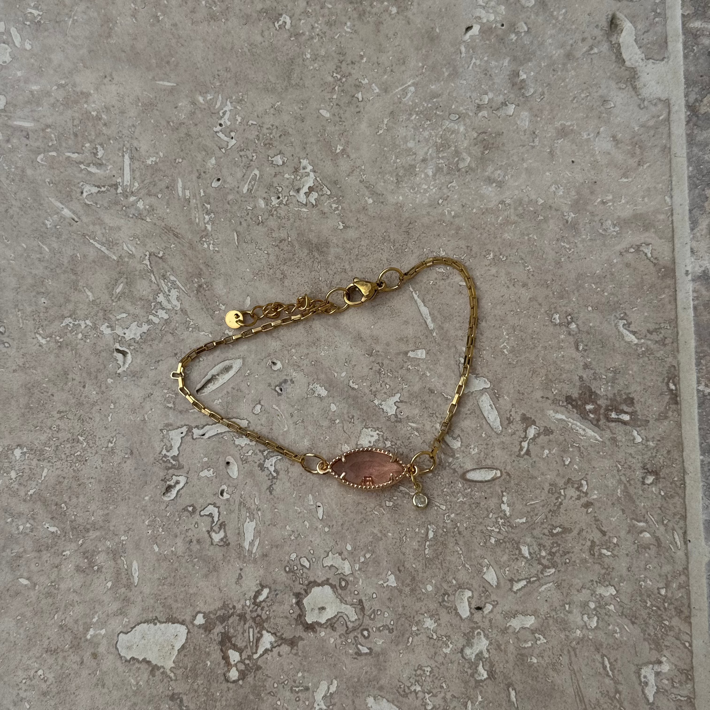 Bracelet ✨Amande Cristalline Rosée✨ Doré