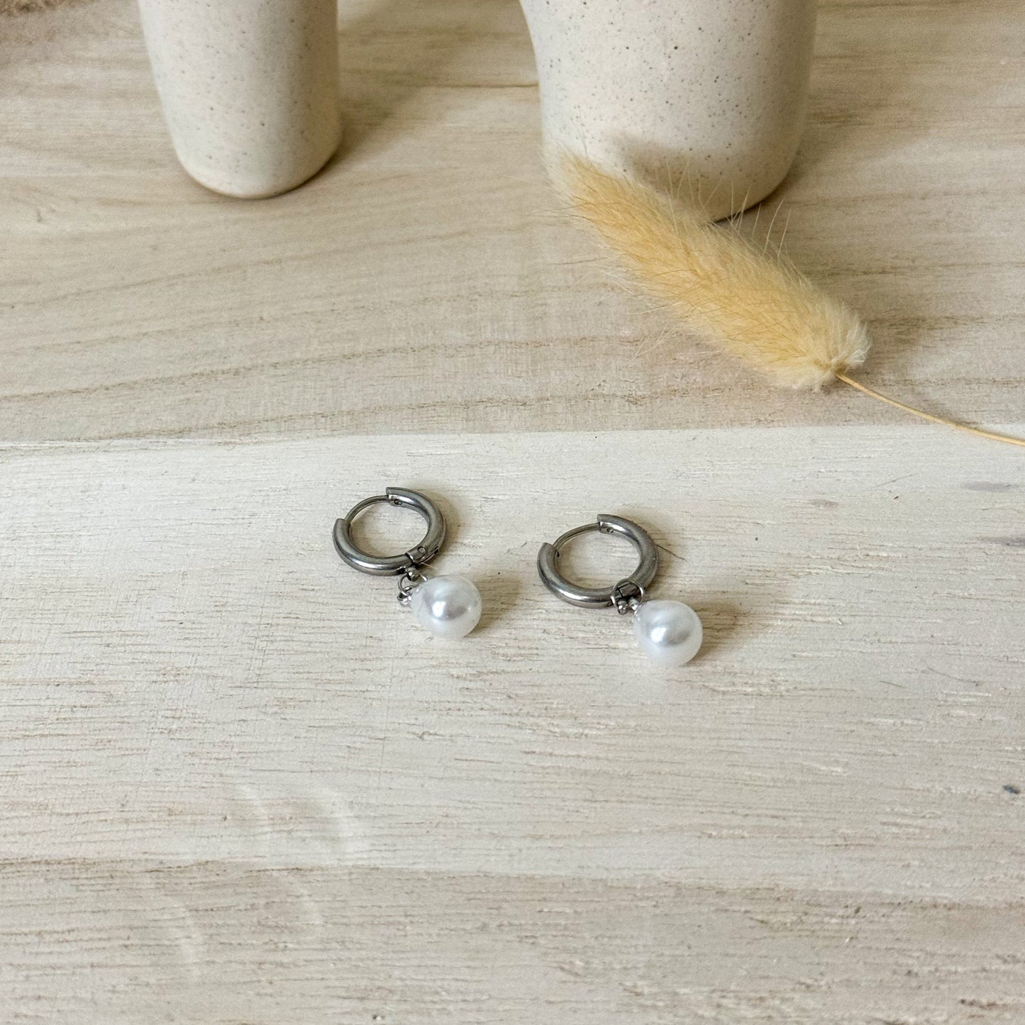 Boucles d'Oreilles ✨Perle Argentée✨