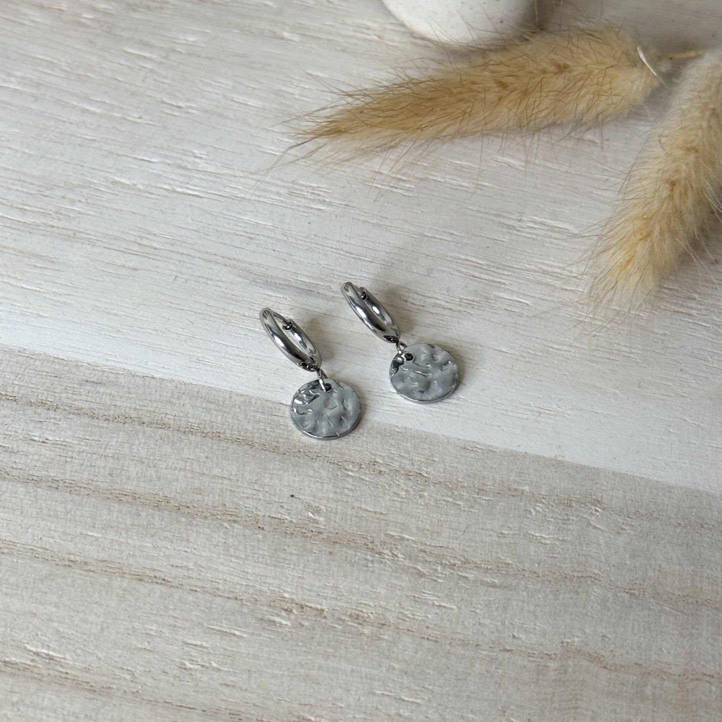 Boucles d'Oreilles ✨Pampille Martelée Argentée✨