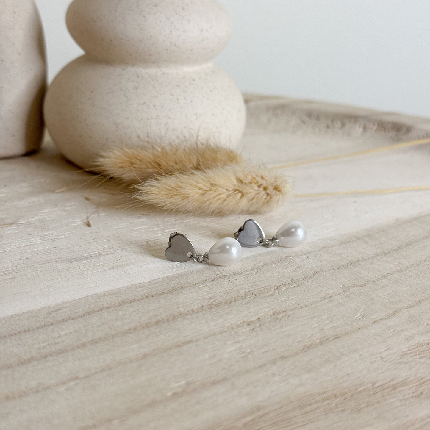 Boucles d'Oreilles ✨ Coeur Perlé Argentée✨