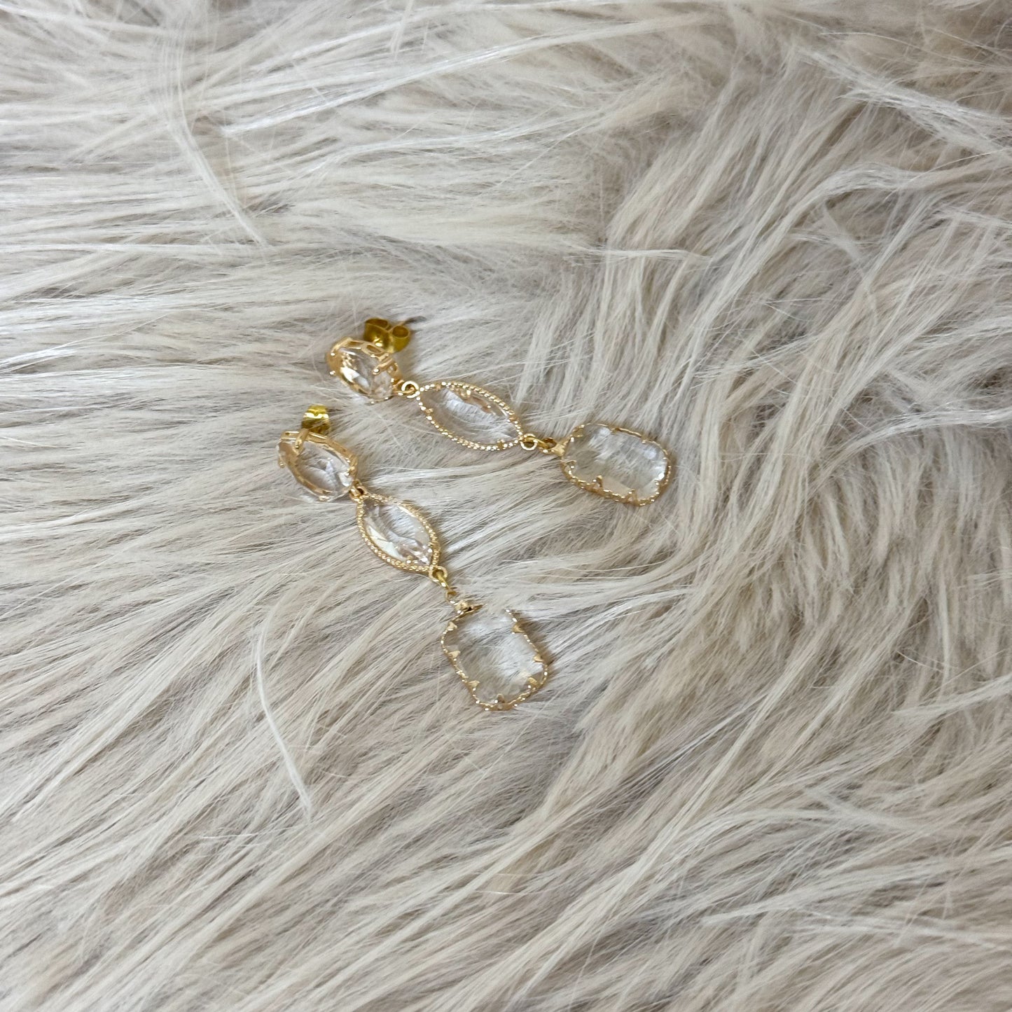 Boucles d'Oreilles ✨Longue Nuit Cristalline Dorée✨