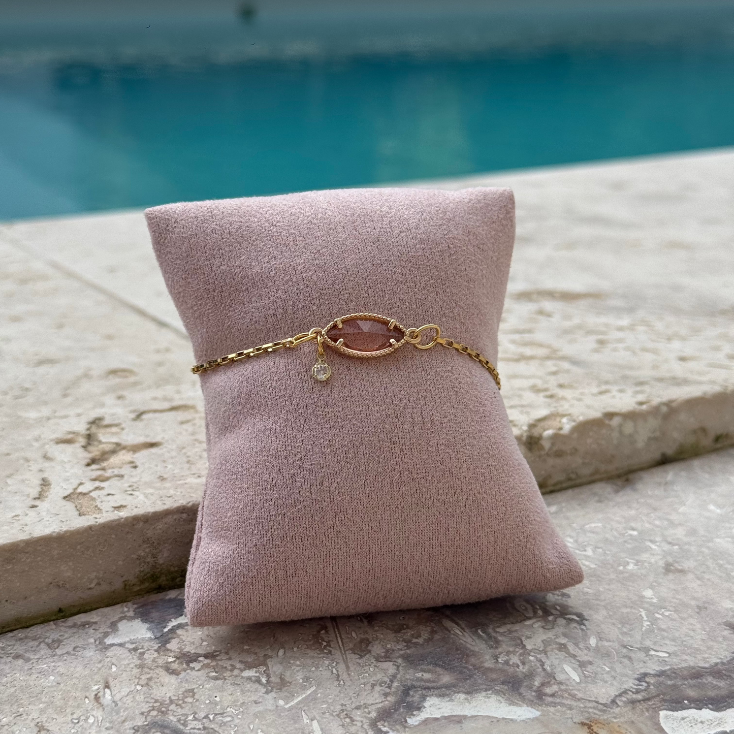 Bracelet ✨Amande Cristalline Rosée✨ Doré