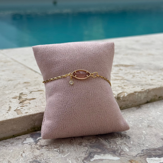 Bracelet ✨Amande Cristalline Rosée✨ Doré