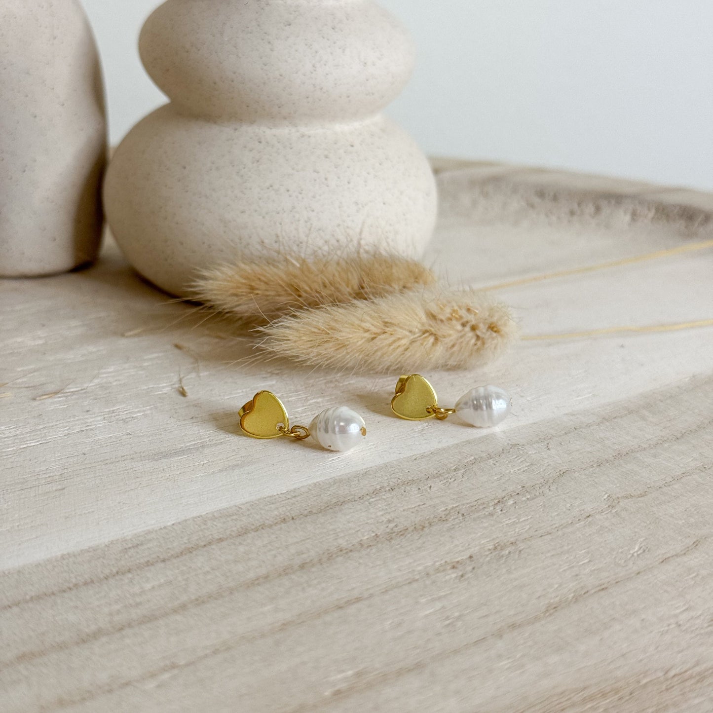 Boucles d'Oreilles ✨ Coeur Perlé Dorée✨